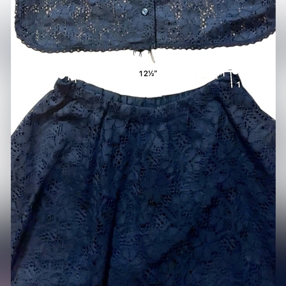 Vintage Style-Aire Dallas Small Skirt Top Set 70s Prairie Black Floral Lace EUC - Picture 12 of 13